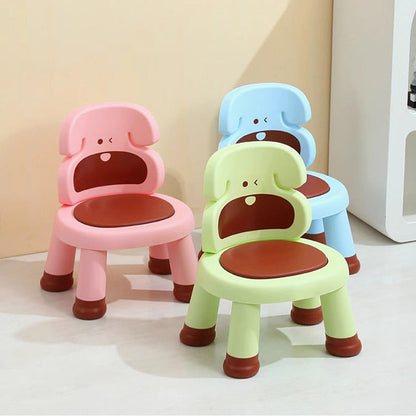 Modern Art Deco Cartoon Dog-Shaped PP Plastic Kids Low Stool Backrest Armless For Living Room