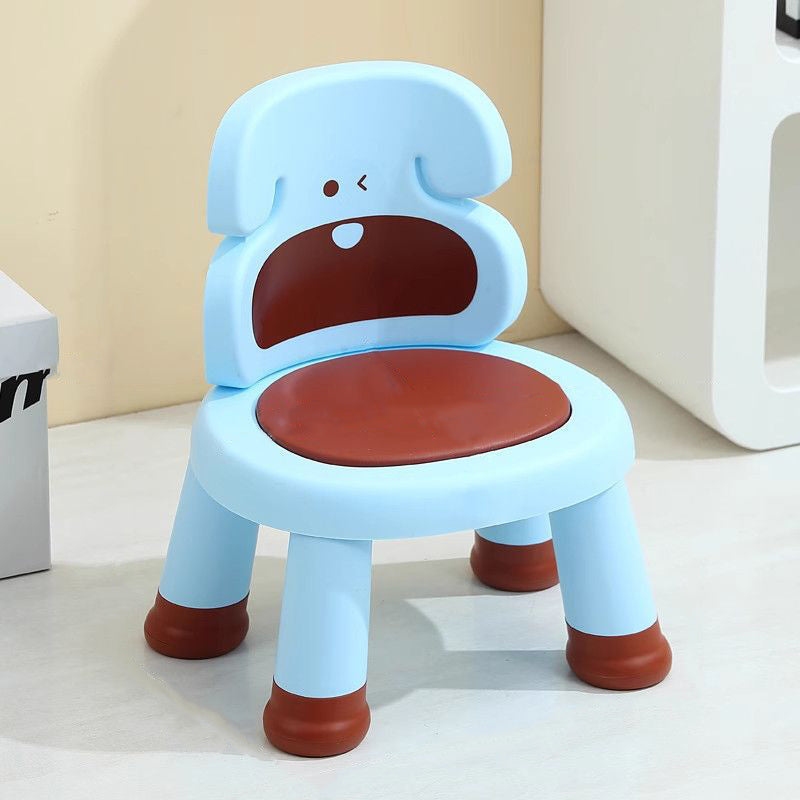 Modern Art Deco Cartoon Dog-Shaped PP Plastic Kids Low Stool Backrest Armless For Living Room