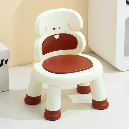 Modern Art Deco Cartoon Dog-Shaped PP Plastic Kids Low Stool Backrest Armless For Living Room