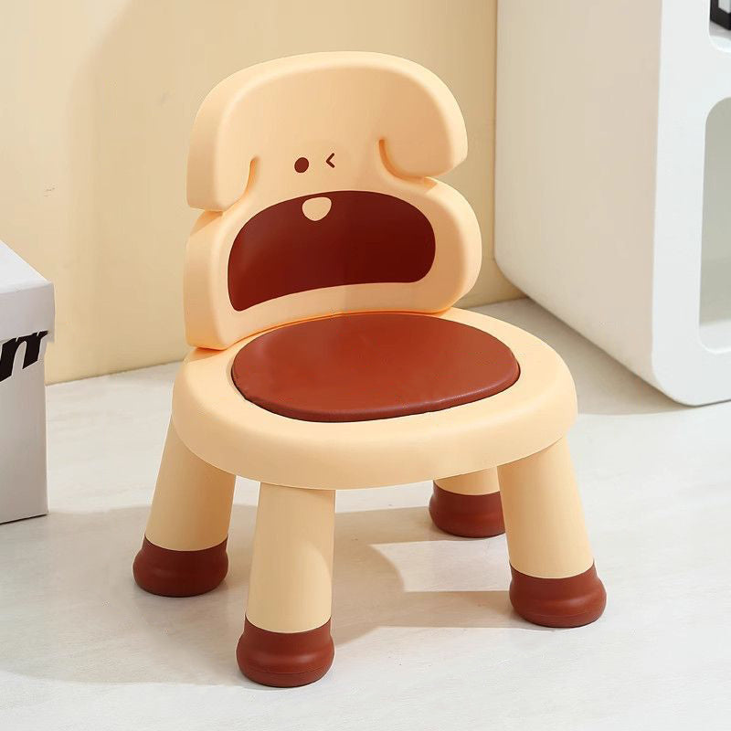 Modern Art Deco Cartoon Dog-Shaped PP Plastic Kids Low Stool Backrest Armless For Living Room