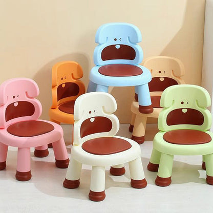 Modern Art Deco Cartoon Dog-Shaped PP Plastic Kids Low Stool Backrest Armless For Living Room