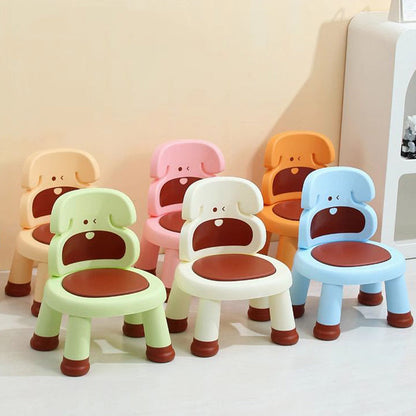 Modern Art Deco Cartoon Dog-Shaped PP Plastic Kids Low Stool Backrest Armless For Living Room