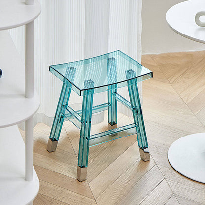Modern Minimalist Rectangular PC Plastic Low Stool Backless Armless For Hallway & Entryway