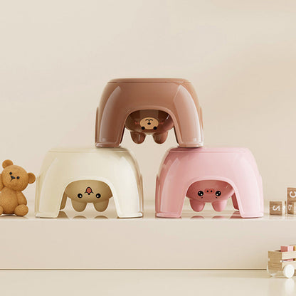 Contemporary Creative Oval PP Plastic Non-Slip Kids Storage Low Stool Backless Armless For Living Room & Entryway