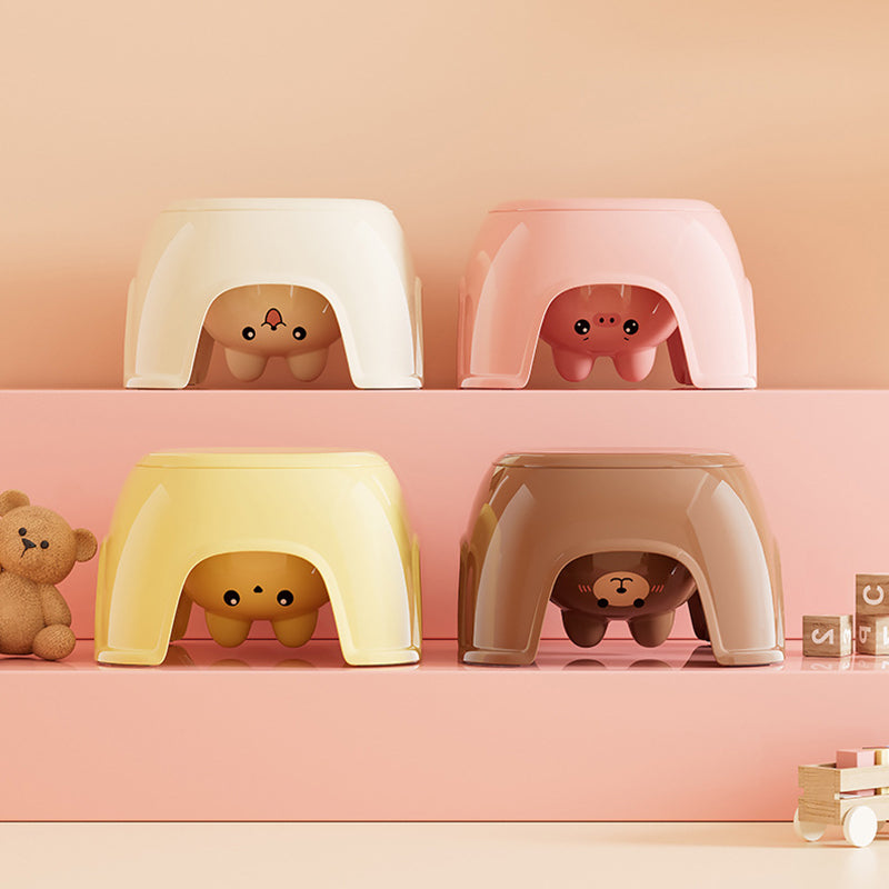 Contemporary Creative Oval PP Plastic Non-Slip Kids Storage Low Stool Backless Armless For Living Room & Entryway