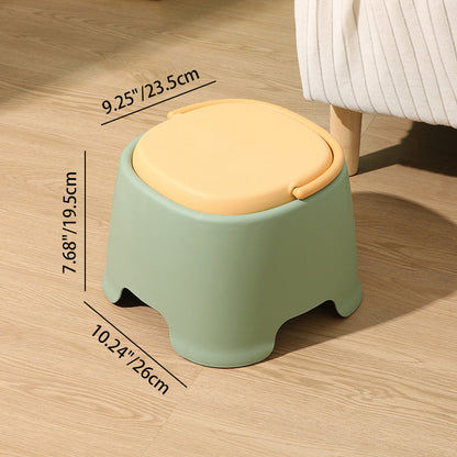Contemporary Nordic Rounded Square PP Plastic Stackable Portable Low Stool Backless Armless For Living Room