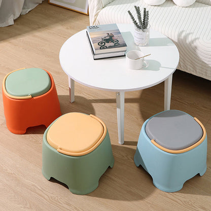 Contemporary Nordic Rounded Square PP Plastic Stackable Portable Low Stool Backless Armless For Living Room
