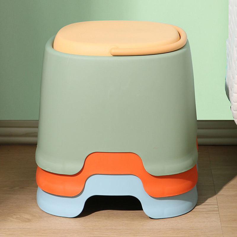 Contemporary Nordic Rounded Square PP Plastic Stackable Portable Low Stool Backless Armless For Living Room