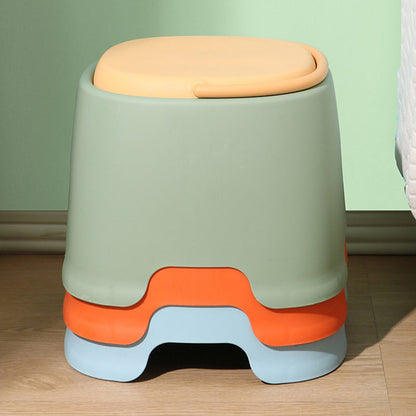 Contemporary Nordic Rounded Square PP Plastic Stackable Portable Low Stool Backless Armless For Living Room