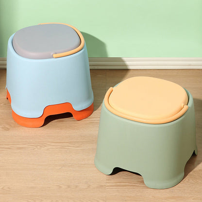 Contemporary Nordic Rounded Square PP Plastic Stackable Portable Low Stool Backless Armless For Living Room
