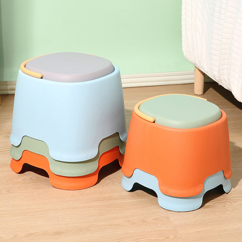 Contemporary Nordic Rounded Square PP Plastic Stackable Portable Low Stool Backless Armless For Living Room