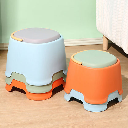 Contemporary Nordic Rounded Square PP Plastic Stackable Portable Low Stool Backless Armless For Living Room