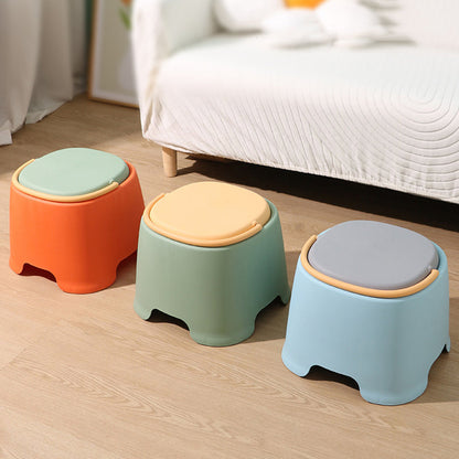 Contemporary Nordic Rounded Square PP Plastic Stackable Portable Low Stool Backless Armless For Living Room