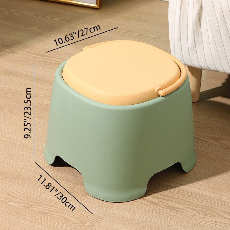 Contemporary Nordic Rounded Square PP Plastic Stackable Portable Low Stool Backless Armless For Living Room