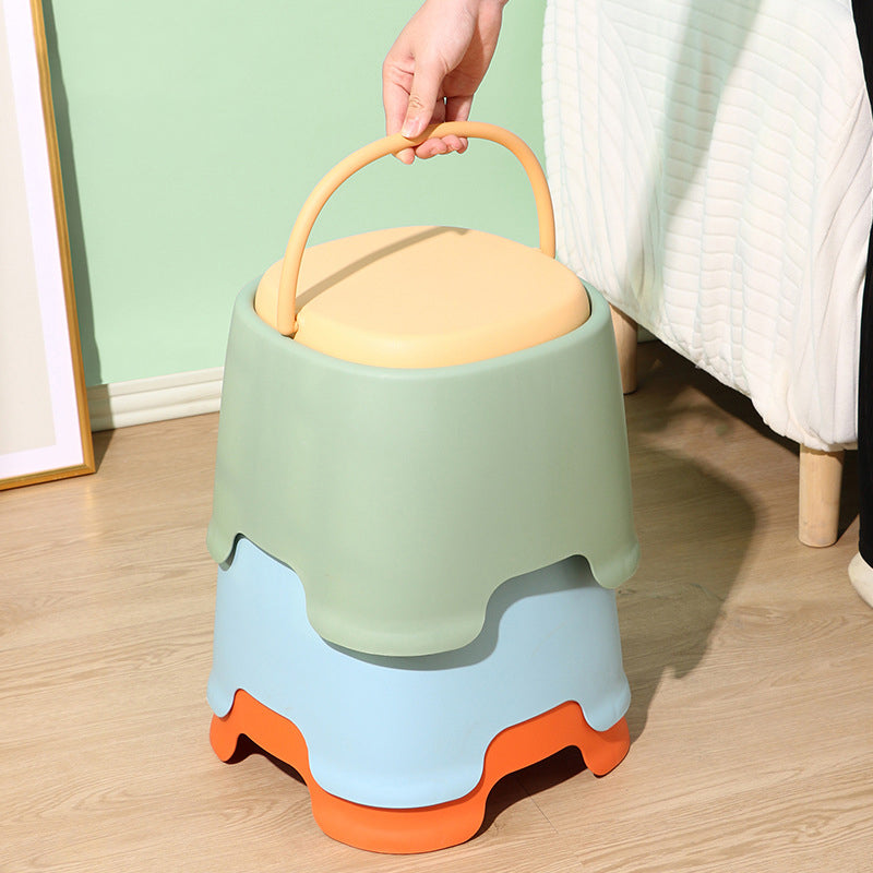 Contemporary Nordic Rounded Square PP Plastic Stackable Portable Low Stool Backless Armless For Living Room