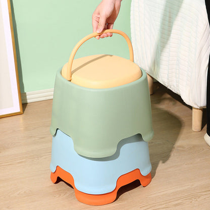 Contemporary Nordic Rounded Square PP Plastic Stackable Portable Low Stool Backless Armless For Living Room