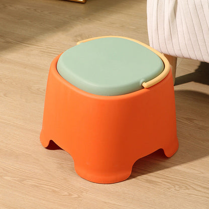 Contemporary Nordic Rounded Square PP Plastic Stackable Portable Low Stool Backless Armless For Living Room