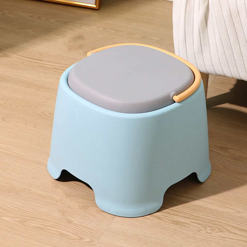 Contemporary Nordic Rounded Square PP Plastic Stackable Portable Low Stool Backless Armless For Living Room