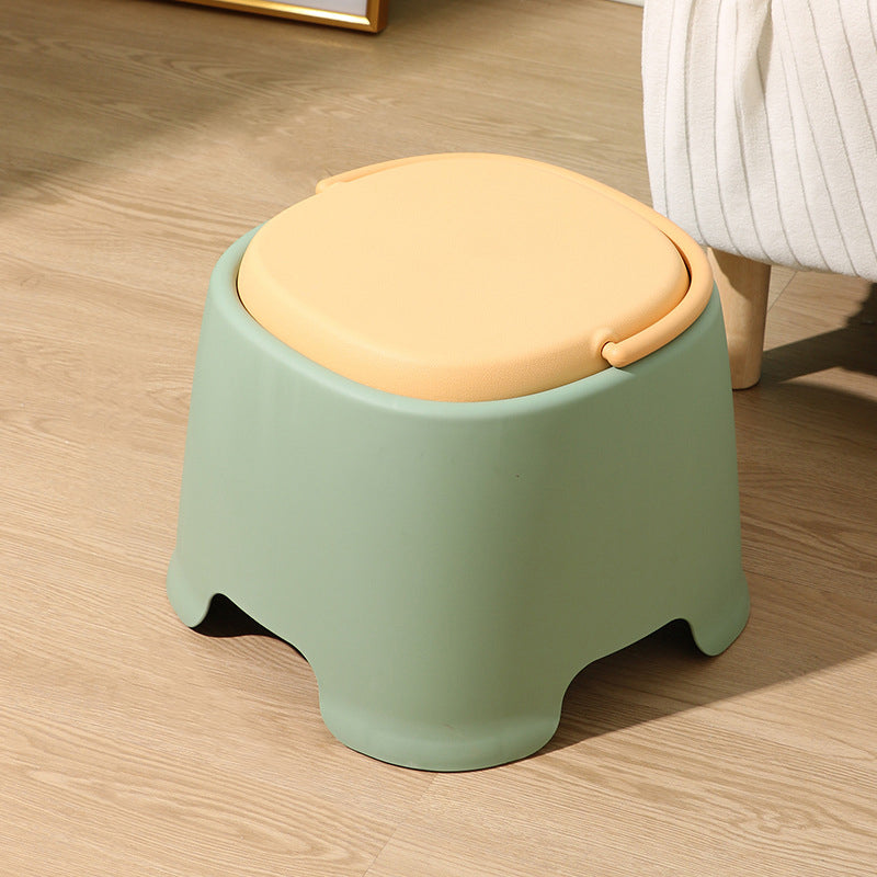 Contemporary Nordic Rounded Square PP Plastic Stackable Portable Low Stool Backless Armless For Living Room
