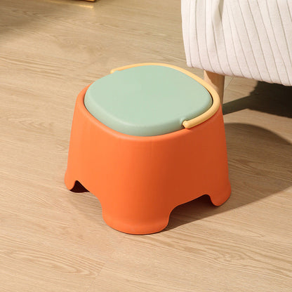 Contemporary Nordic Rounded Square PP Plastic Stackable Portable Low Stool Backless Armless For Living Room