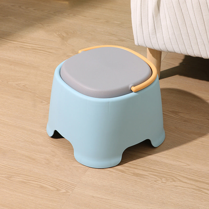 Contemporary Nordic Rounded Square PP Plastic Stackable Portable Low Stool Backless Armless For Living Room