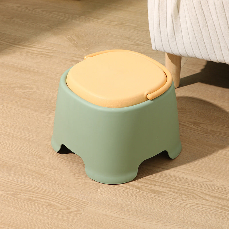 Contemporary Nordic Rounded Square PP Plastic Stackable Portable Low Stool Backless Armless For Living Room