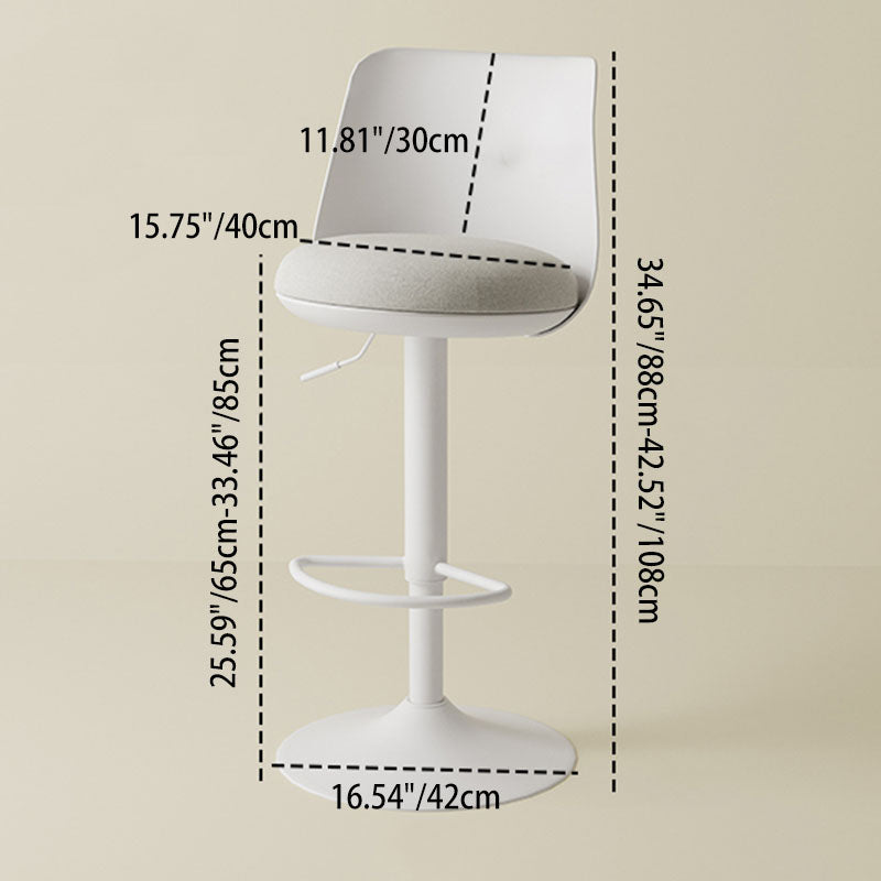 Contemporary Nordic Curved PP Plastic Iron Cotton Linen Liftable Bar Stool Backrest Armless For Dining Room