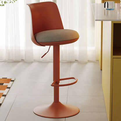 Contemporary Nordic Curved PP Plastic Iron Cotton Linen Liftable Bar Stool Backrest Armless For Dining Room
