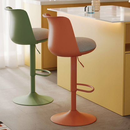 Contemporary Nordic Curved PP Plastic Iron Cotton Linen Liftable Bar Stool Backrest Armless For Dining Room
