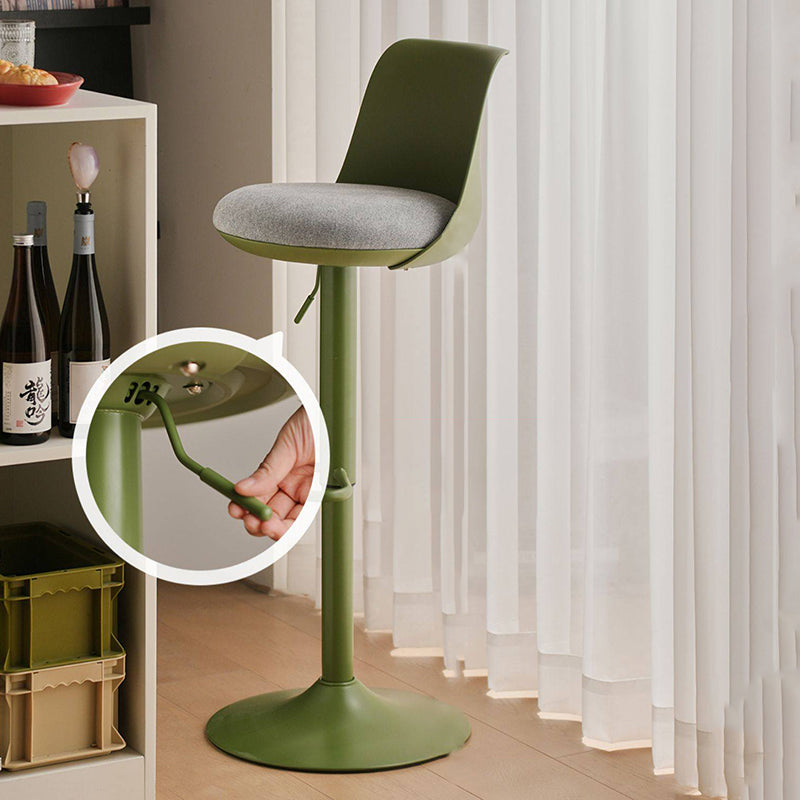 Contemporary Nordic Curved PP Plastic Iron Cotton Linen Liftable Bar Stool Backrest Armless For Dining Room