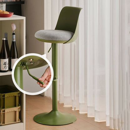Contemporary Nordic Curved PP Plastic Iron Cotton Linen Liftable Bar Stool Backrest Armless For Dining Room