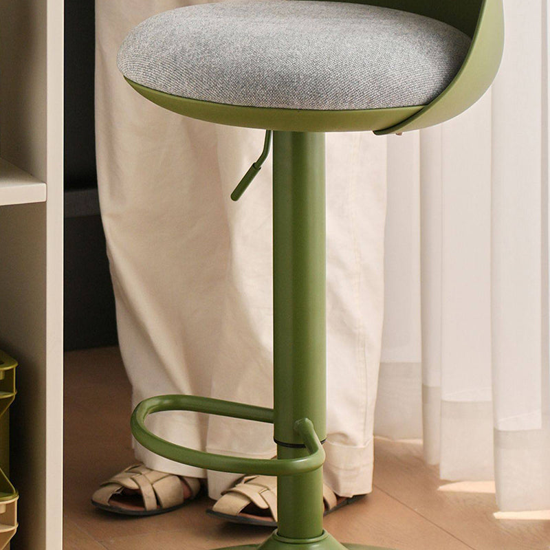 Contemporary Nordic Curved PP Plastic Iron Cotton Linen Liftable Bar Stool Backrest Armless For Dining Room
