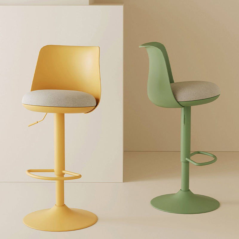 Contemporary Nordic Curved PP Plastic Iron Cotton Linen Liftable Bar Stool Backrest Armless For Dining Room