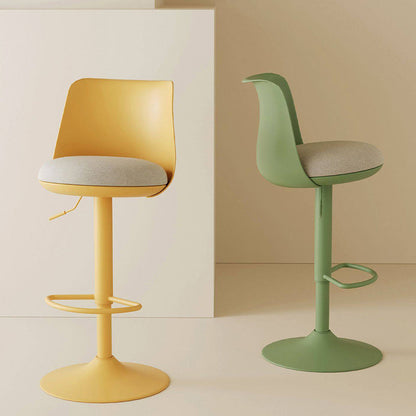 Contemporary Nordic Curved PP Plastic Iron Cotton Linen Liftable Bar Stool Backrest Armless For Dining Room