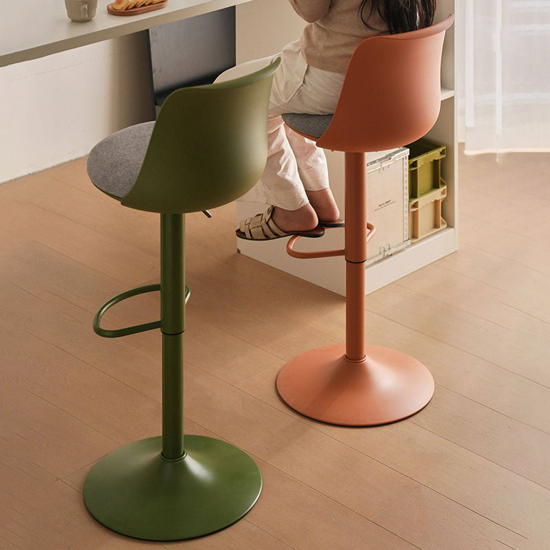 Contemporary Nordic Curved PP Plastic Iron Cotton Linen Liftable Bar Stool Backrest Armless For Dining Room