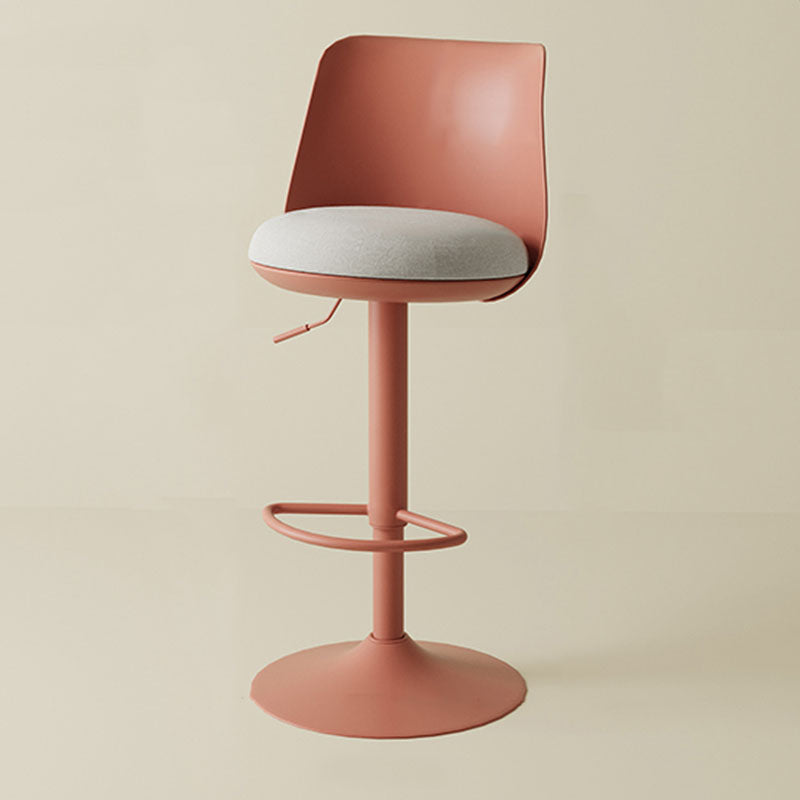 Contemporary Nordic Curved PP Plastic Iron Cotton Linen Liftable Bar Stool Backrest Armless For Dining Room