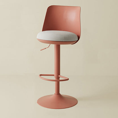 Contemporary Nordic Curved PP Plastic Iron Cotton Linen Liftable Bar Stool Backrest Armless For Dining Room
