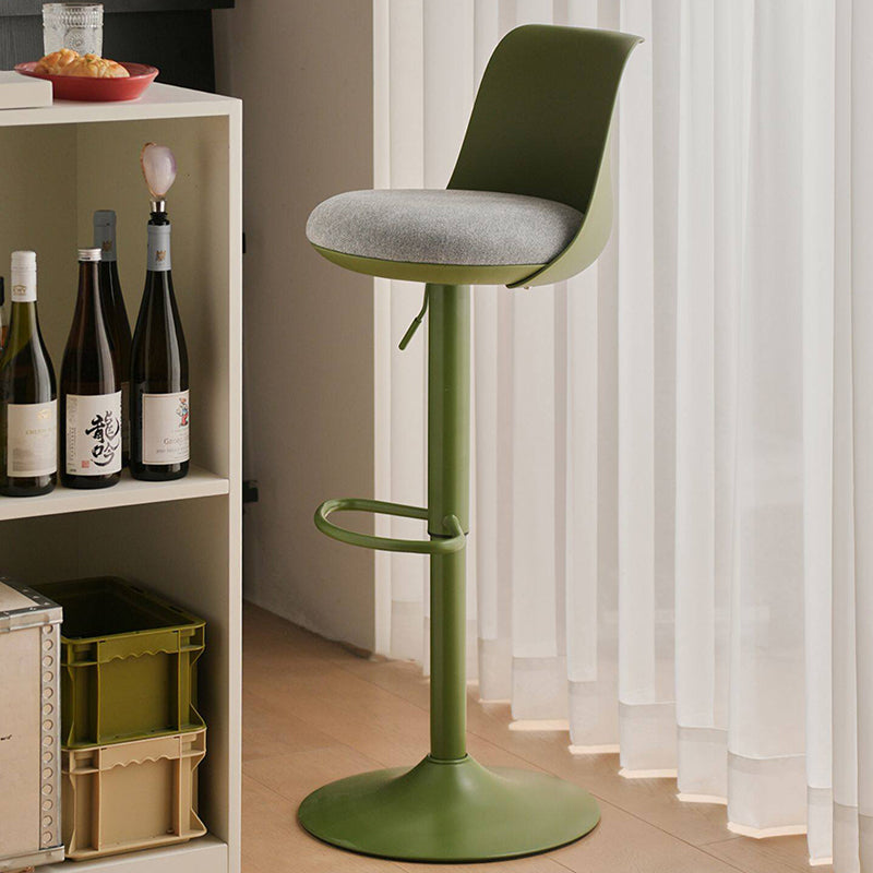 Contemporary Nordic Curved PP Plastic Iron Cotton Linen Liftable Bar Stool Backrest Armless For Dining Room