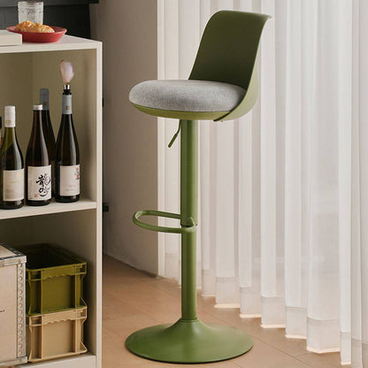Contemporary Nordic Curved PP Plastic Iron Cotton Linen Liftable Bar Stool Backrest Armless For Dining Room