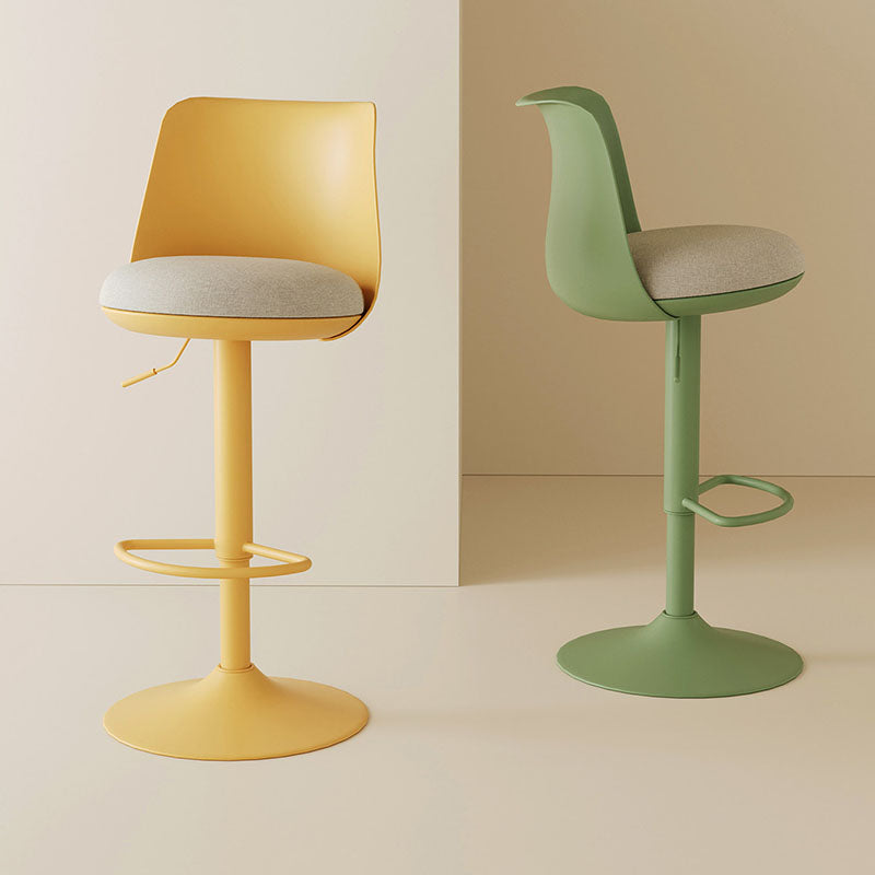 Contemporary Nordic Curved PP Plastic Iron Cotton Linen Liftable Bar Stool Backrest Armless For Dining Room