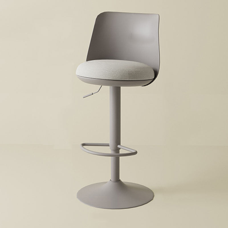 Contemporary Nordic Curved PP Plastic Iron Cotton Linen Liftable Bar Stool Backrest Armless For Dining Room