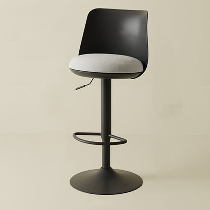 Contemporary Nordic Curved PP Plastic Iron Cotton Linen Liftable Bar Stool Backrest Armless For Dining Room