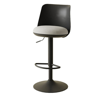 Contemporary Nordic Curved PP Plastic Iron Cotton Linen Liftable Bar Stool Backrest Armless For Dining Room