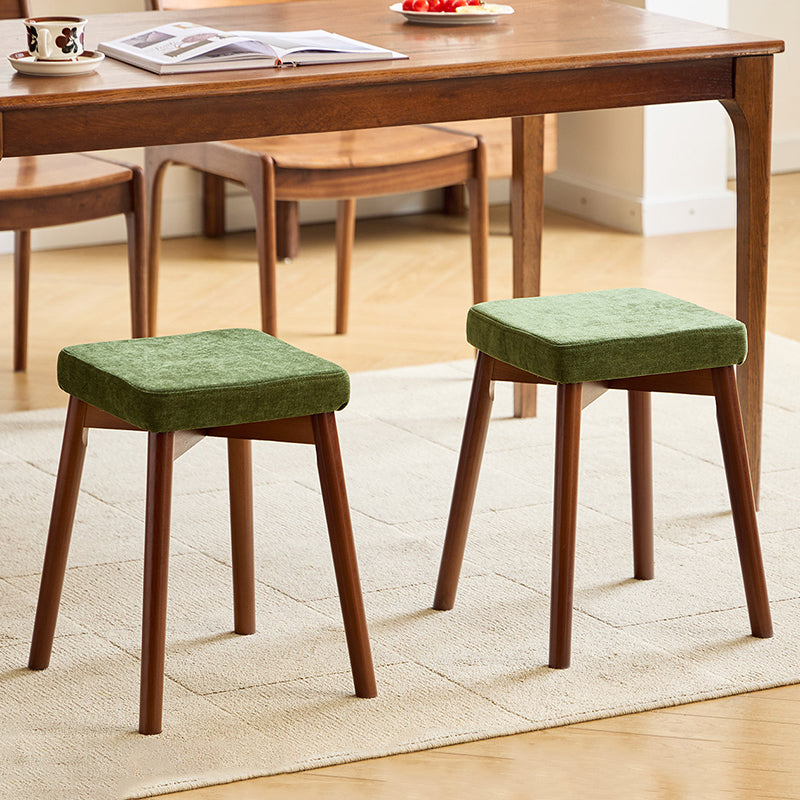 Modern Minimalist Square Chenille Cat Scratching Leather Resistant Fabric Beech Wood Detachable Washable Low Stool Backless Armless For Living Room & Dining Room
