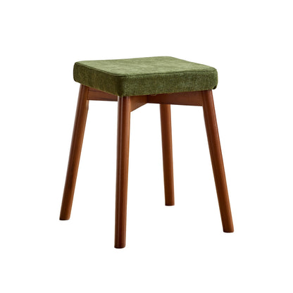 Modern Minimalist Square Chenille Cat Scratching Leather Resistant Fabric Beech Wood Detachable Washable Low Stool Backless Armless For Living Room & Dining Room