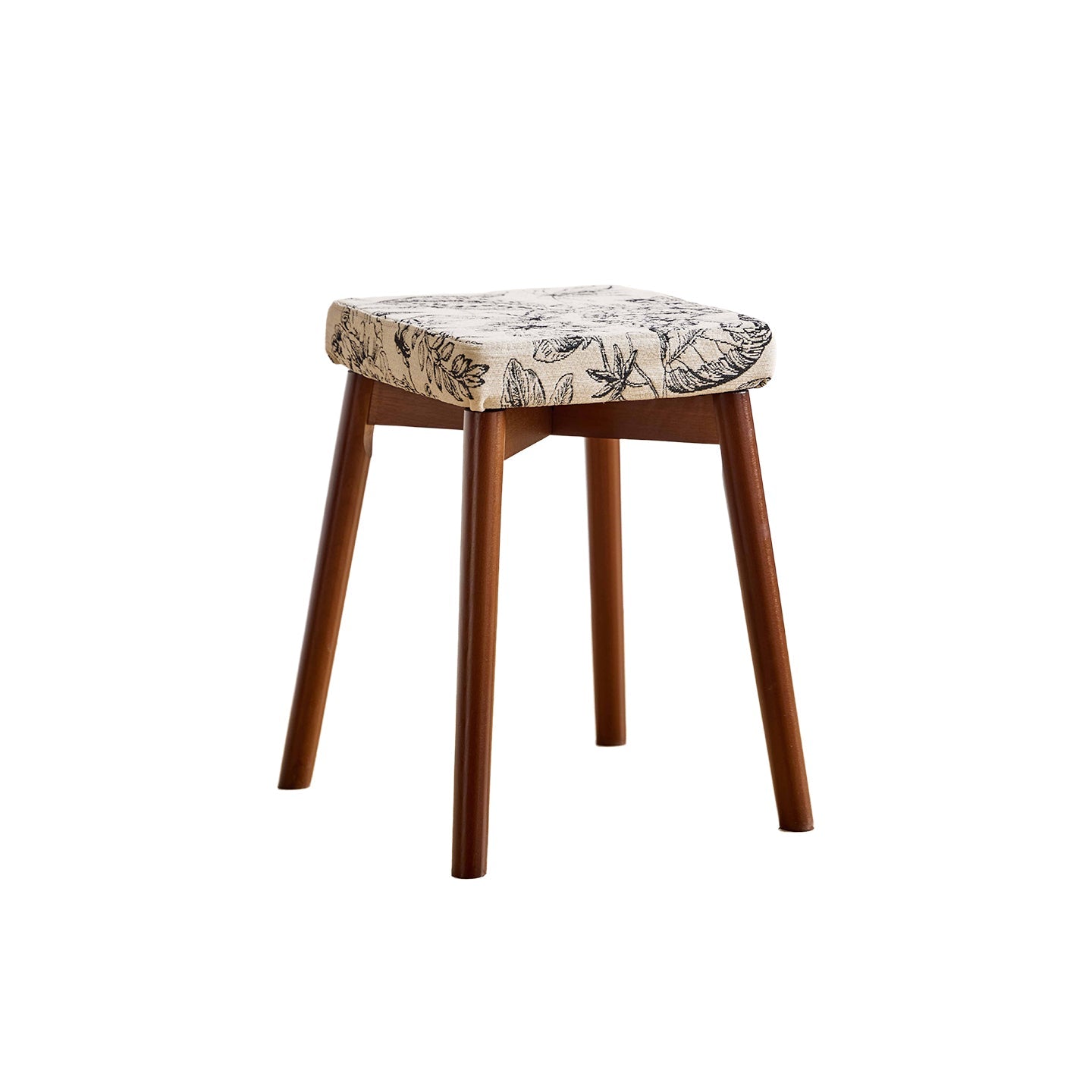 Modern Minimalist Square Chenille Cat Scratching Leather Resistant Fabric Beech Wood Detachable Washable Low Stool Backless Armless For Living Room & Dining Room