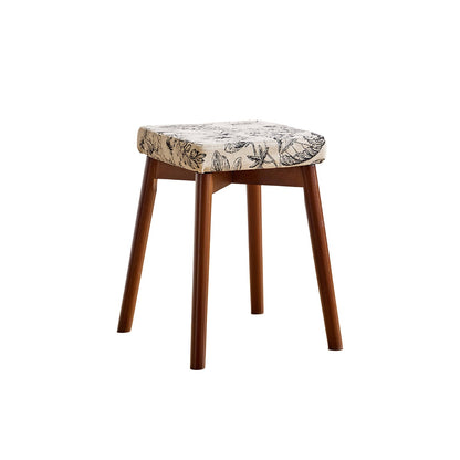 Modern Minimalist Square Chenille Cat Scratching Leather Resistant Fabric Beech Wood Detachable Washable Low Stool Backless Armless For Living Room & Dining Room