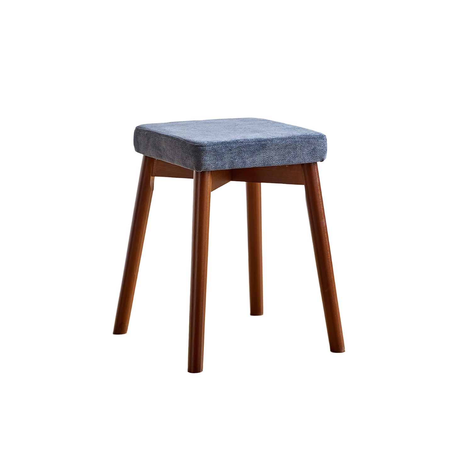 Modern Minimalist Square Chenille Cat Scratching Leather Resistant Fabric Beech Wood Detachable Washable Low Stool Backless Armless For Living Room & Dining Room