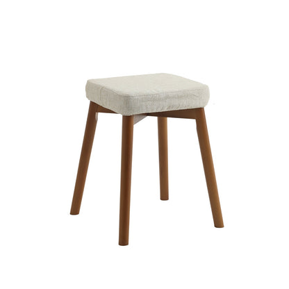 Modern Minimalist Square Chenille Cat Scratching Leather Resistant Fabric Beech Wood Detachable Washable Low Stool Backless Armless For Living Room & Dining Room