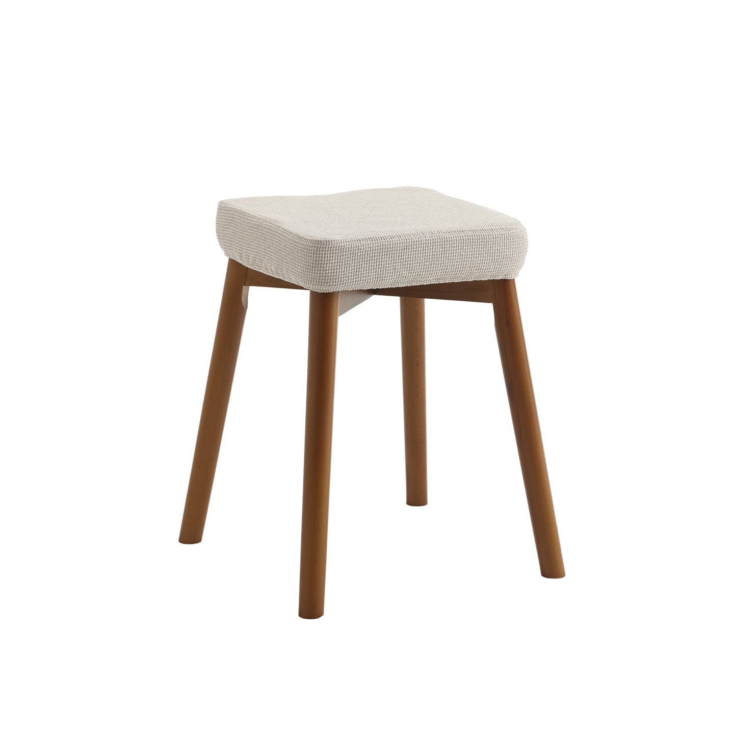 Modern Minimalist Square Chenille Cat Scratching Leather Resistant Fabric Beech Wood Detachable Washable Low Stool Backless Armless For Living Room & Dining Room